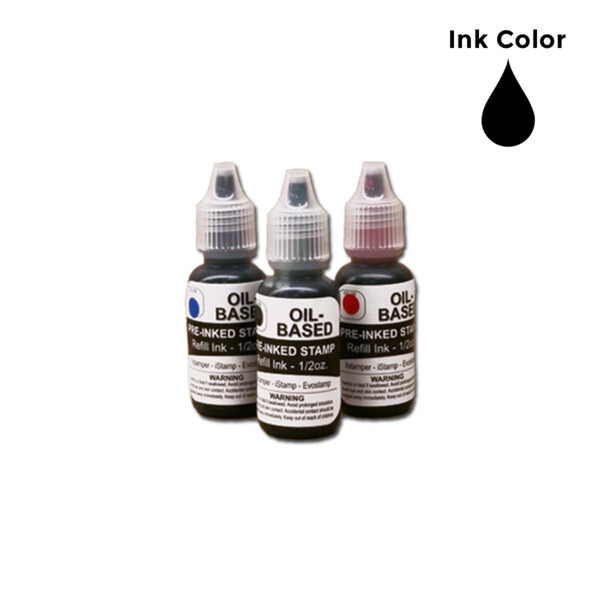 Self-Inking Stamp Ink - 1oz Refill Bottle- Black 
