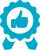 1 color icon of ribbon award with thumb up in middle