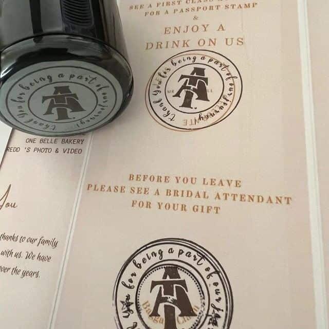 round self-inking stamp and impression